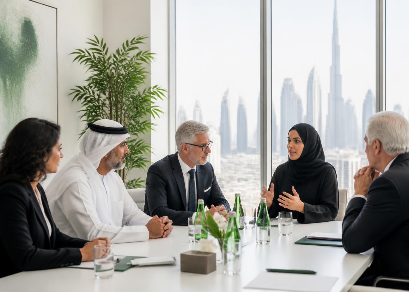 Senior leaders in a strategic discussion around a conference table